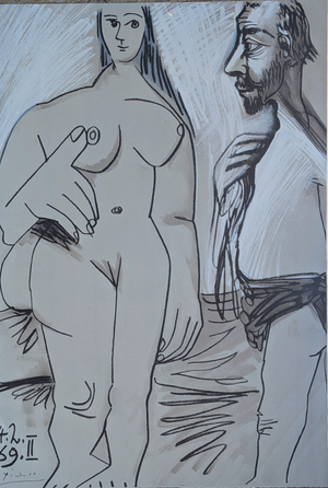 Pablo Picasso, Nude The Painter and His Model, 1972, Lithograph and Stencil