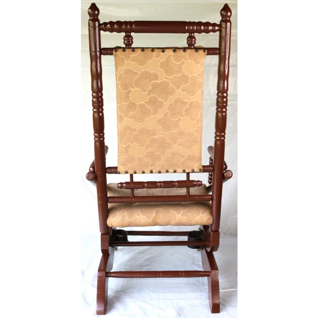 Antique Upholstered Oak Platform Rocker / Spring Rocker ~ Circa 1915 For Sale In Portland, ME - Image 6 of 12