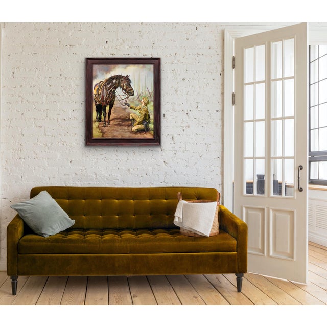 Elin Sian Blake, Black Bay Horse, WWI, 21st Century, Oil on Canvas For Sale - Image 14 of 18