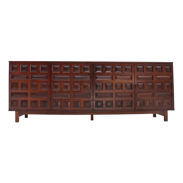 Vintage Brutalist Spanish Credenza, 1970s For Sale