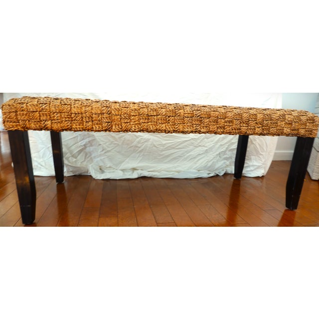Transitional Palecek Double Woven Bench/Stool For Sale - Image 3 of 9