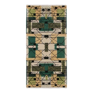 1960s Vintage Zeki Müren Runner in Beige, Gold & Green Patterns by Rug & Kilim For Sale