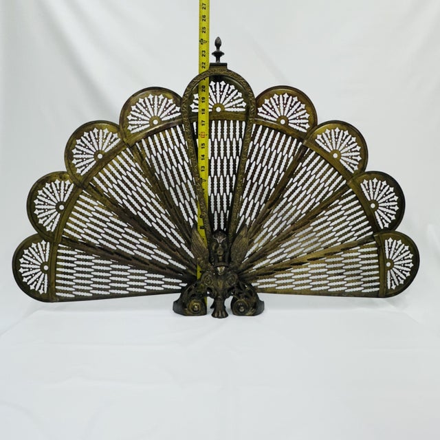 19th Century Gilt Bronze Brass Victorian Peacock and Sphinx Fire Screen Fan For Sale - Image 18 of 18