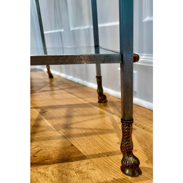 Mid Century Steel & Brass French Etagere, Maison Jansen Style For Sale - Image 11 of 12