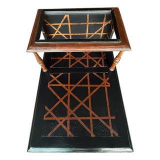 Vintage Custom Postmodern Geometric Accent Table With Plexiglass Display Shelf For Sale