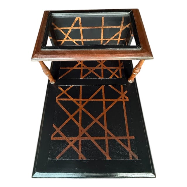 Vintage Custom Postmodern Geometric Accent Table With Plexiglass Display Shelf For Sale