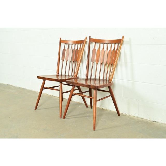 Drexel Declaration Kipp Stewart for Drexel Declaration Sculpted Walnut Side Chairs or Dining Chairs, Pair For Sale - Image 4 of 13