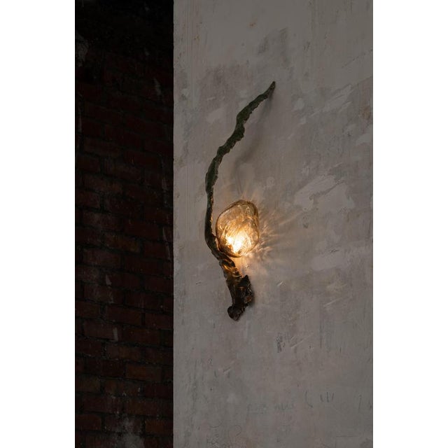Posidoni bronze and handblown glass sconce by emilie lemardeley handmade dimensions: d 10 x w 18 x h 70 cm. Materials:...