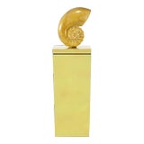 Carved Wood Ammonite Shell Sculpture on Brass Pedestal For Sale