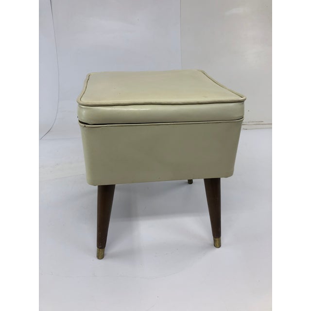 Vintage Mid Century Modern White Sewing Stool With Storage Chairish