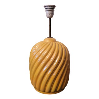 Yellow Torchon Ceramic Table Lamp in the style of Tommaso Barbi, 1970s For Sale