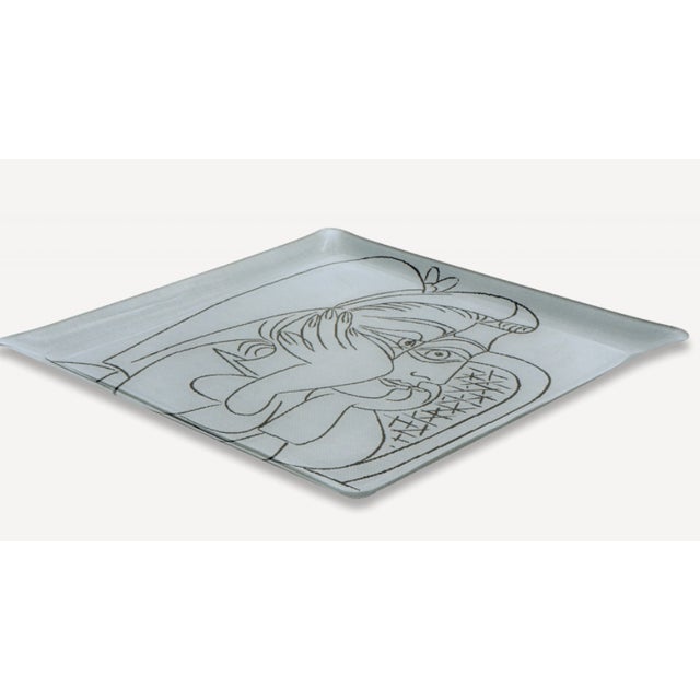 A rare and collectible decorative tray from Jules Pansu, one of France's most storied textile houses, featuring a...