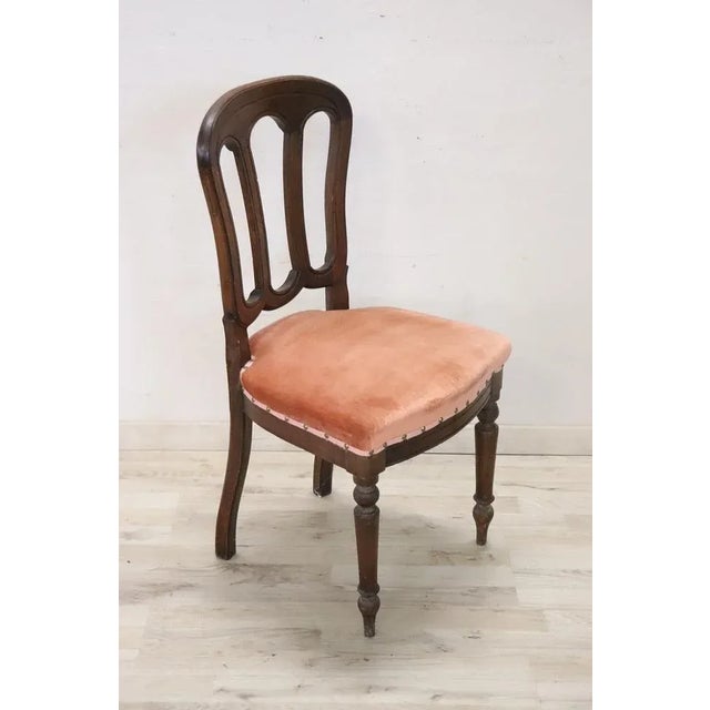 19th Century Chair in Beech Wood with Velvet Seat For Sale - Image 6 of 11