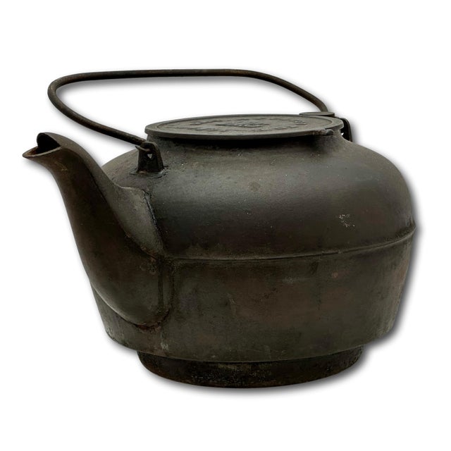 Metal Excellent Large Size Antique Classic American Style Cast Iron Stove Top Kettle With Nice Original Patina - Patent 1871 For Sale - Image 7 of 18