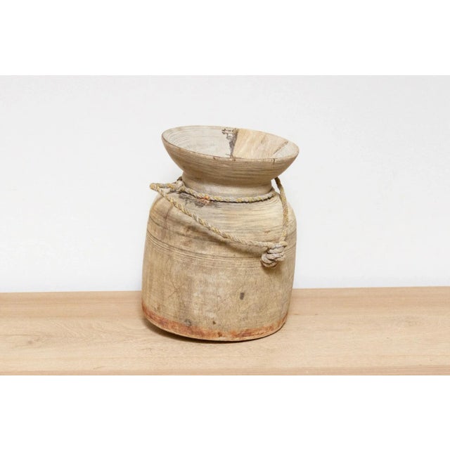 Ecru Tribal Wooden Antique Pot-Dhani For Sale - Image 8 of 8