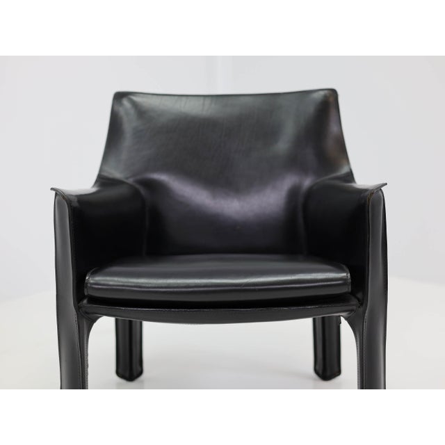Model CAB 413 Armchairs in Black Leather by Mario Bellini for Cassina, 1977, Set of 4 For Sale - Image 10 of 13