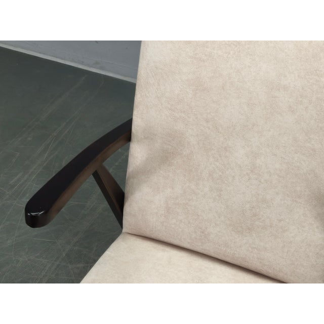 Mid-Century Cream Velvet Lounge Chair, Former Czechoslovakia, 1960s For Sale - Image 9 of 14