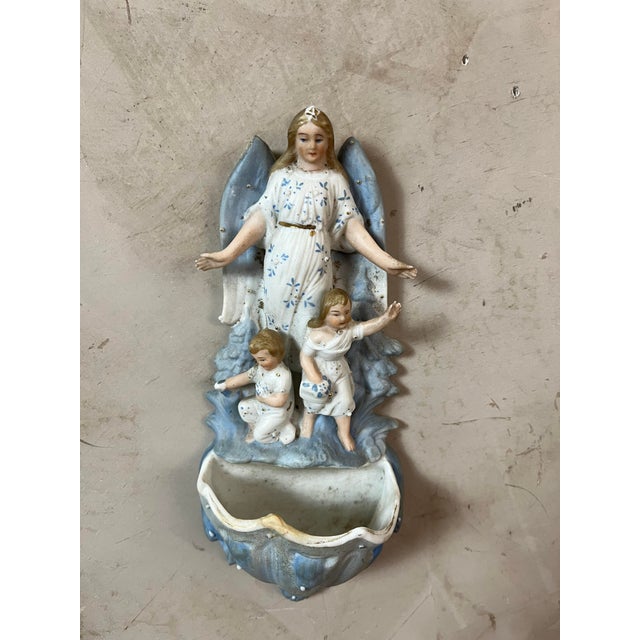 Biscuit Angel Holy Water Font, 1890s For Sale - Image 18 of 18