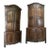 Matching Pair of Walnut 18th C Antique Bow Front 4-Door French Provincial Corner Armoires For Sale