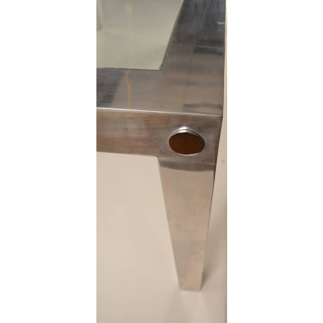 Aluminum Base Parsons Dining Table With Black Formica Leaves For Sale - Image 9 of 11