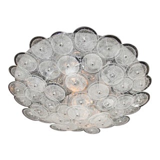 Mid-Century Modern Handblown Murano Glass Disc Chandelier Flush Mount For Sale