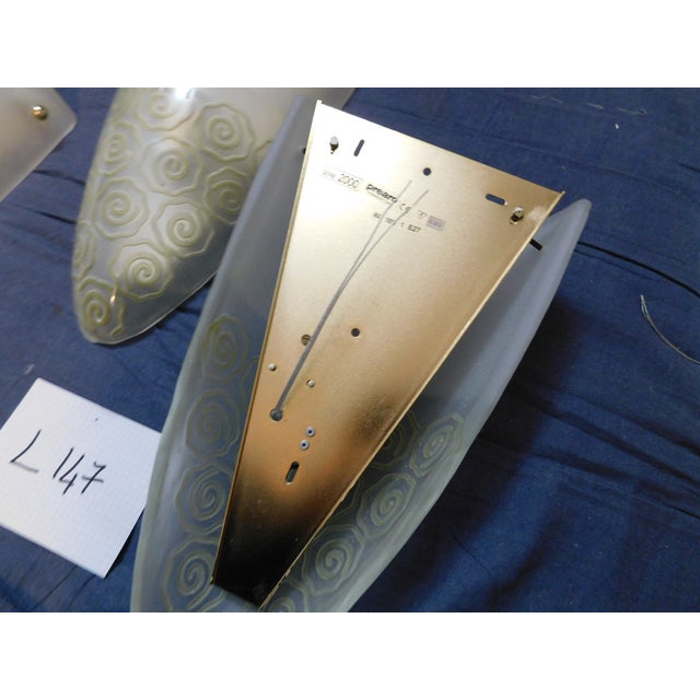 White 20th Century Frosted Shield Sconces, a Pair For Sale - Image 8 of 9