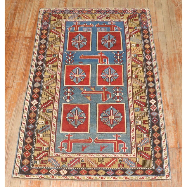 19th Century Zabihi Collection Blue Karaghashli Caucasian Rug - 3' x 5' For Sale - Image 12 of 12