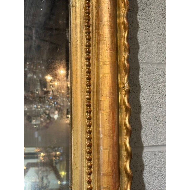 19th C. French Louis Philippe Mirror With Crest and Greek Key Pattern For Sale - Image 4 of 12