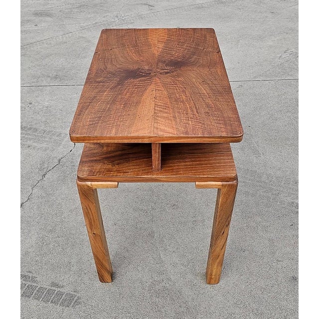 1930s Art Deco Rectangular Two-Tier Walnut Side Table, Austria, 1930s For Sale - Image 5 of 13