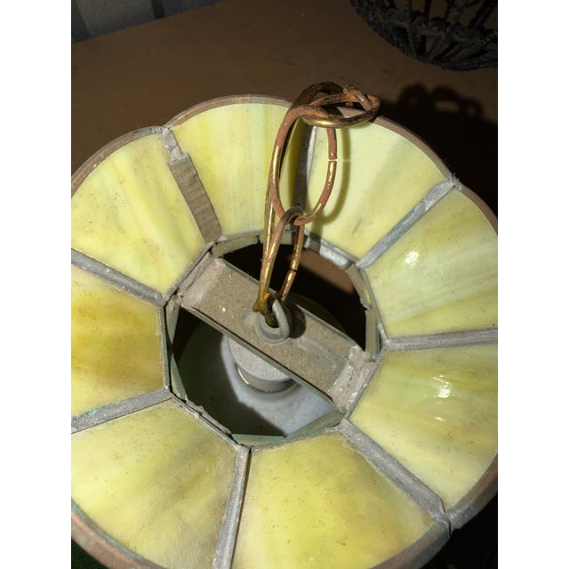 Glass Mid Century Green Stained Glass Pendant Lamp For Sale - Image 7 of 8