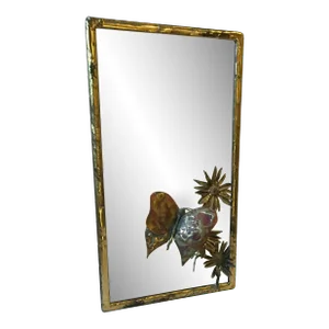 1970s Nober Roosnr Brass Plated Butterfly & Flower Mirror