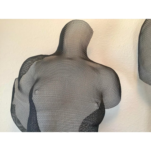 1990s Monumental Pair Eric Boyer Wire Mesh Nude Sculptures, Signed & Dated 1993/1999 – Male & Female Wall Forms For Sale - Image 4 of 11