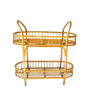 Mid Century Bent Bamboo 2 Tier Plant Stand For Sale