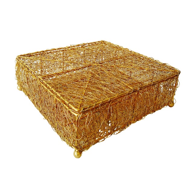 1990s Vintage Metal Wire Mesh Storage Box With Lid For Sale - Image 5 of 5