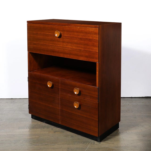 Gilbert Rohde Art Deco Secretary Cabinet Desk in Book Matched Walnut by Gilbert Rohde For Sale - Image 4 of 12