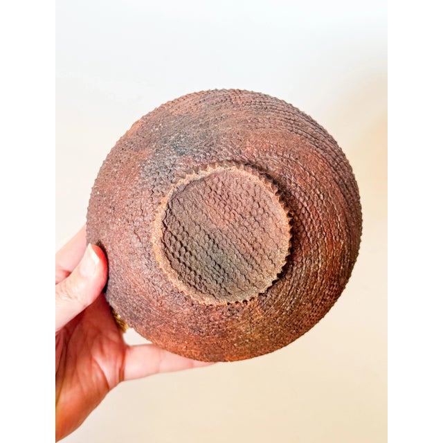 Mid 20th Century Vintage Folk Art Redware Clay Pottery Bowl For Sale - Image 5 of 10