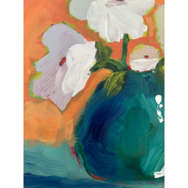 “Emerald Stillness” Original Acrylic Contemporary Expressionism Still Life Floral by Linda McDonough For Sale - Image 11 of 11