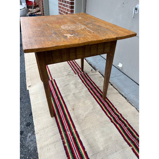A Antique Pennsylvania Farmhouse Paint Decorated, Tapered Leg Work Table, Circa 1800 For Sale - Image 6 of 12
