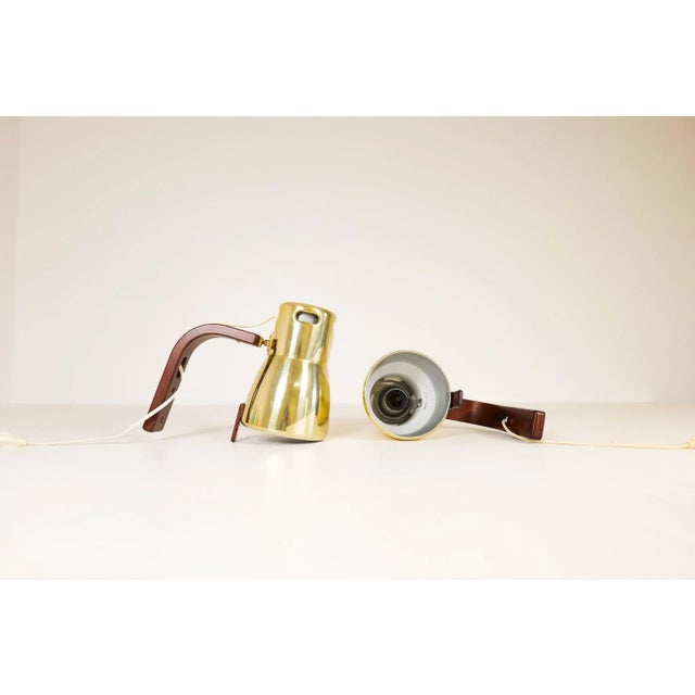 Swedish Brass and Stained Wood Wall Lamps by Hans-Agne Jakobsson, 1970s, Set of 2 For Sale - Image 3 of 18