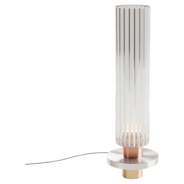 Metal Liban Table Lamp in Brass with Aluminum and Fluted Glass by Marine Breynaert For Sale - Image 7 of 7