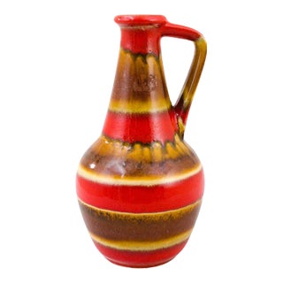 1960s Mid-Century Modern W. Germany Ceramic Jar Red & Gold For Sale