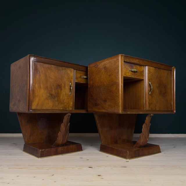 1950s Vintage Wood Nightstands, Italy, 1950s, Set of 2 For Sale - Image 5 of 18