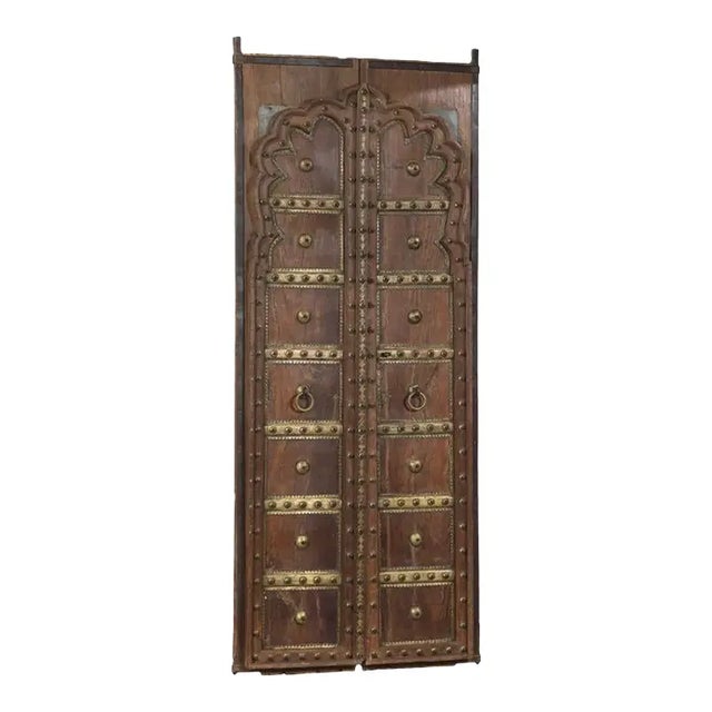 Antique Indian Teak Wood & Brass Door Chairish