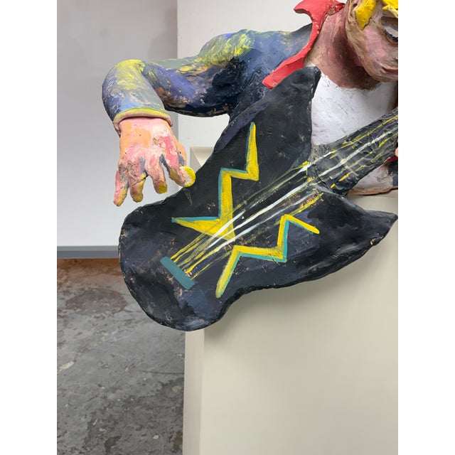 Bondene Allen Ceramic Figural Rock Star Sculpture + Pedestal Stand, Circa 1989 For Sale - Image 4 of 12