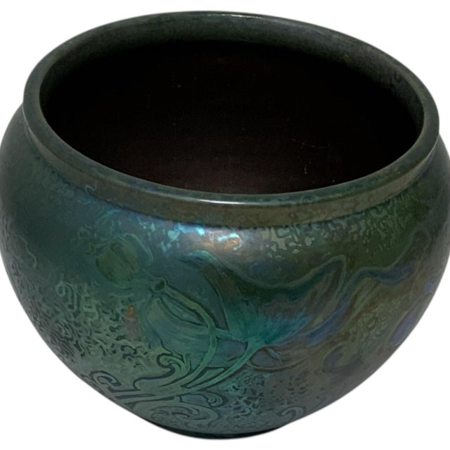 Art Nouveau Antique Weller Sicard Sicardo Art Nouveau Iridescent Floral Jardiniere C. 1902-1907 For Sale - Image 3 of 10