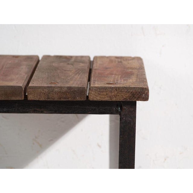Wood Vintage Industrial Stool in Pine Wood and Iron, Central Europe, 1950 For Sale - Image 7 of 9