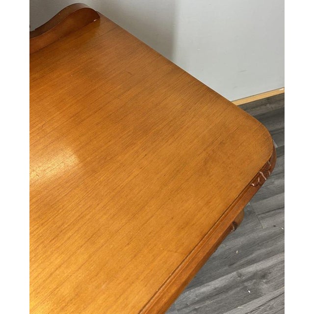 Brown Vintage French Louis Style Oak Dressing Table with Mirror For Sale - Image 8 of 15