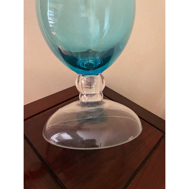 Aqua Glass Vase For Sale - Image 4 of 5