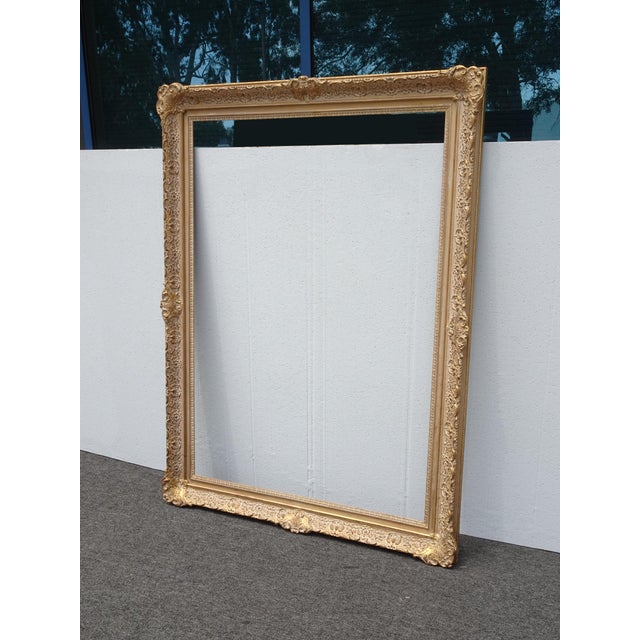 French Provincial Large Tall 56'x 41 Vintage French Provincial Gold Ornate Picture Frame For Sale - Image 3 of 14