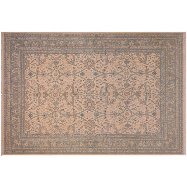Shabby Chic Floral Beige/Green Wool Rug - 8'1'' X 9'11'' For Sale - Image 10 of 10